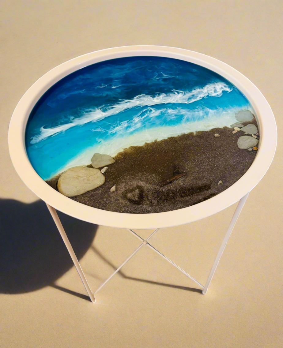 Beach inspired tray table- resin